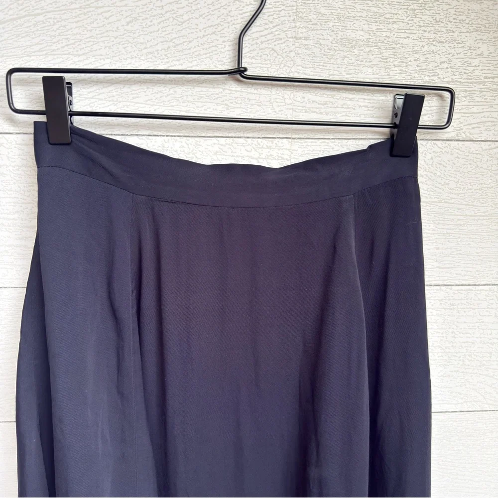 French Connection | Satin Navy Midi Skirt – Minimalist Parisian | Size 2 - Picture 5 of 11